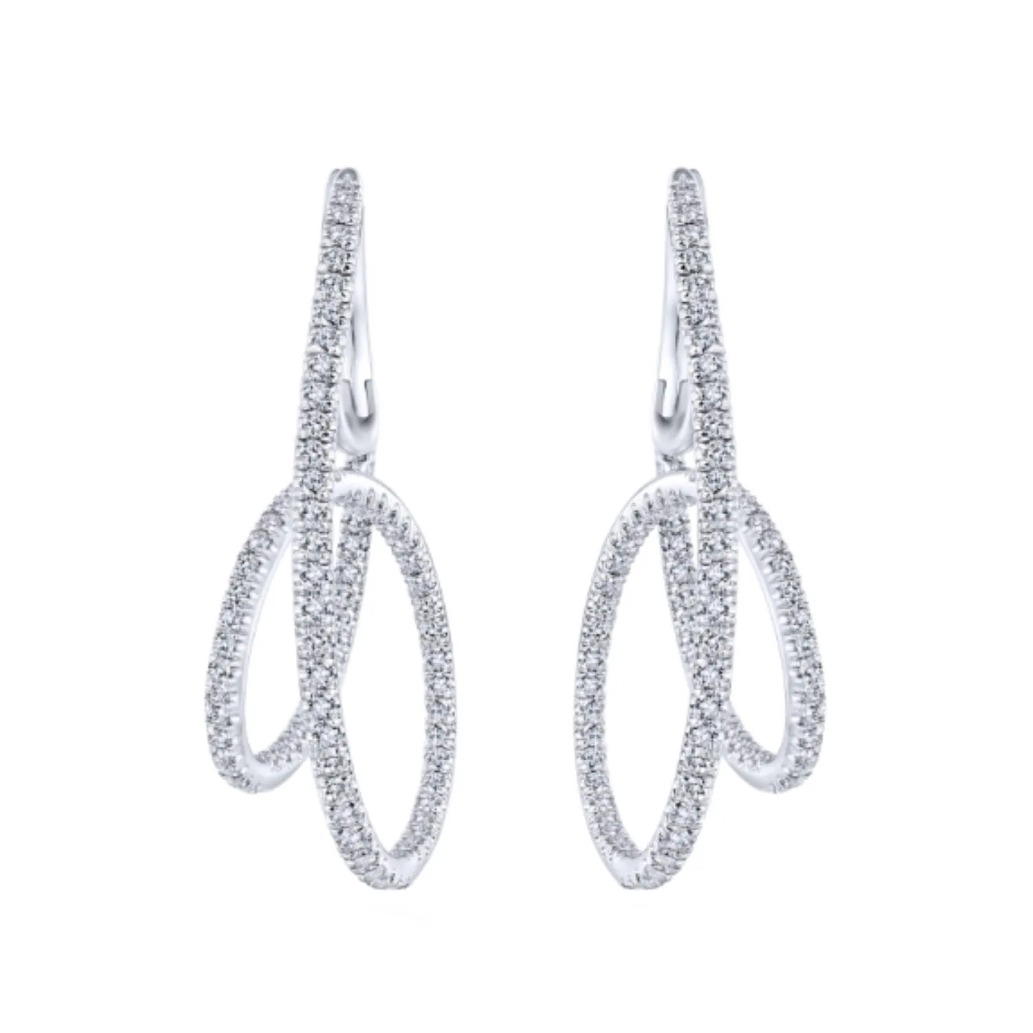 Gabriel & Co. Intricate Twist Hoop Diamond Pave Earrings