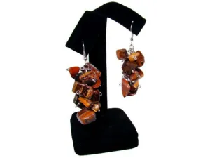 Genuine Semi-Precious Dangle Earrings in Tiger's Eye