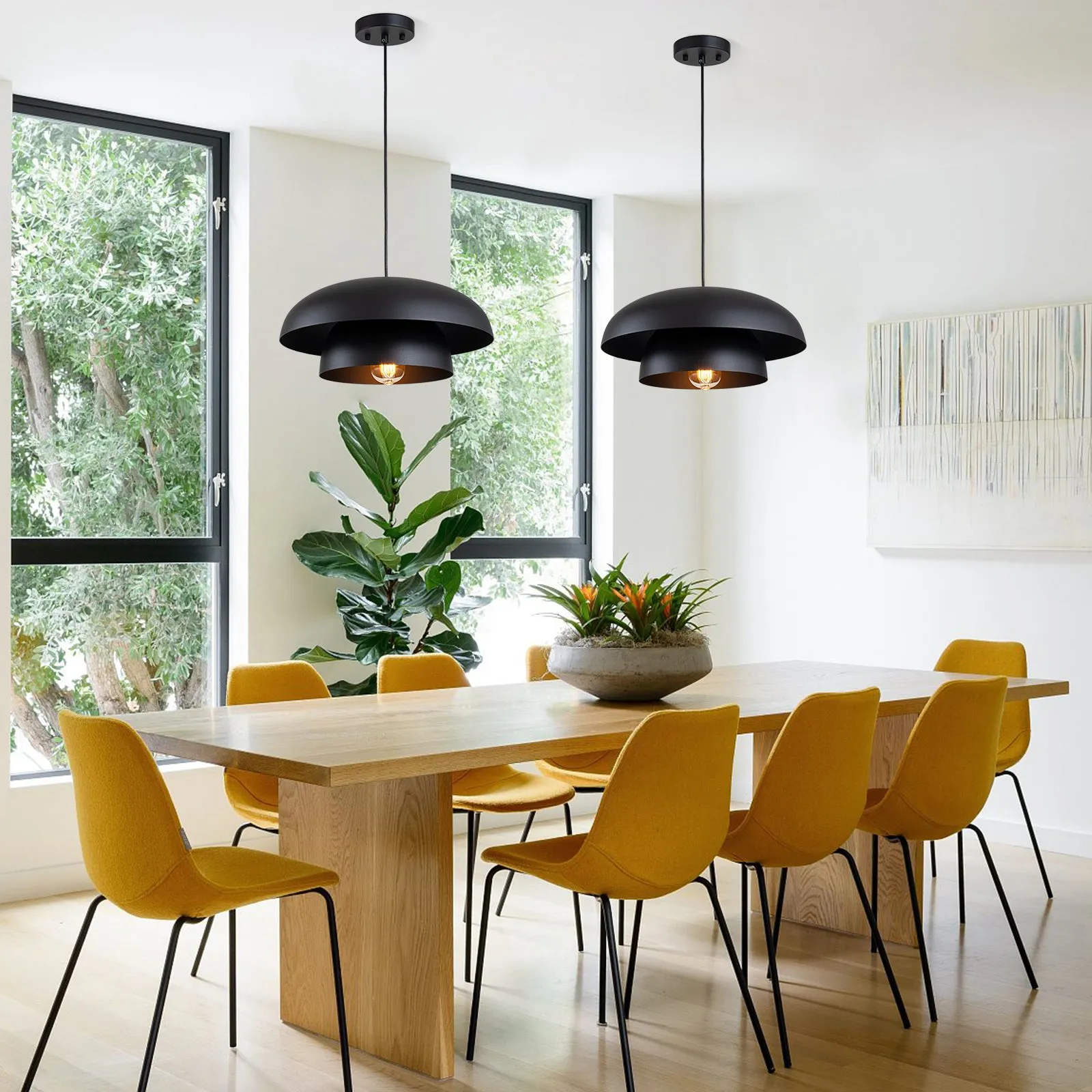 Glowlings 1-Light Modern 16"Wide 2-Tier Large Hanging Dome Pendant Light Kitchen Island Lighting