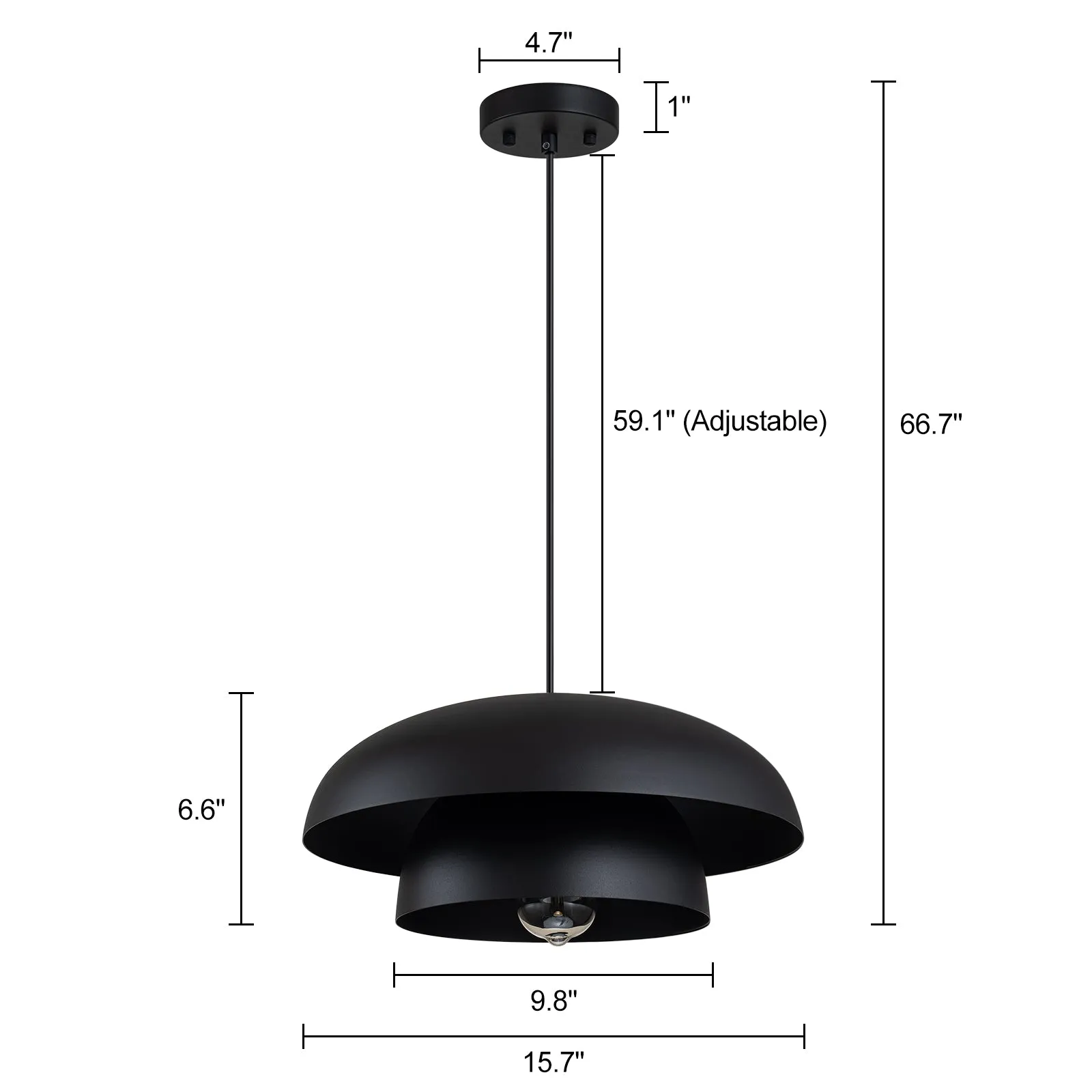 Glowlings 1-Light Modern 16"Wide 2-Tier Large Hanging Dome Pendant Light Kitchen Island Lighting