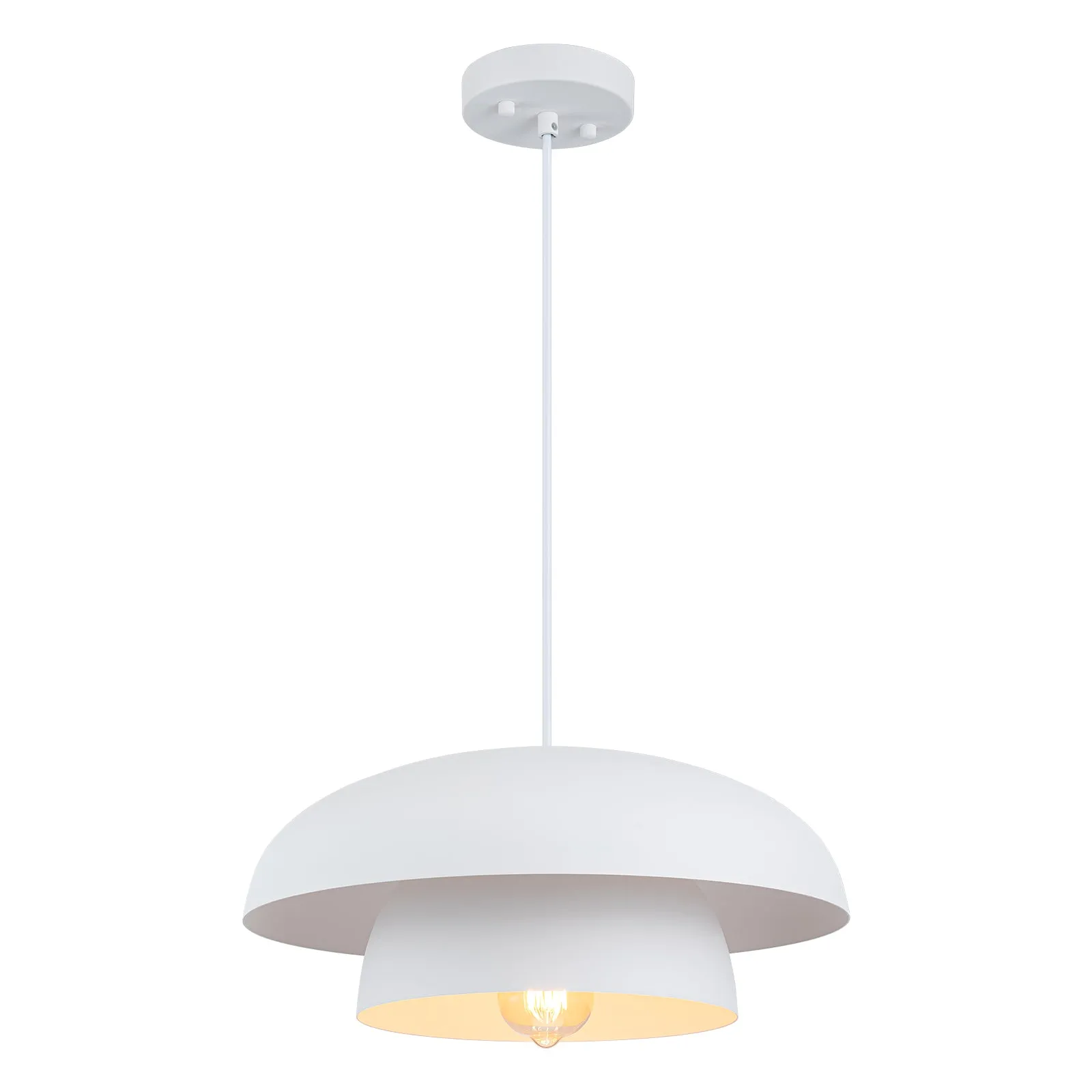 Glowlings 1-Light Modern 16"Wide 2-Tier Large Hanging Dome Pendant Light Kitchen Island Lighting
