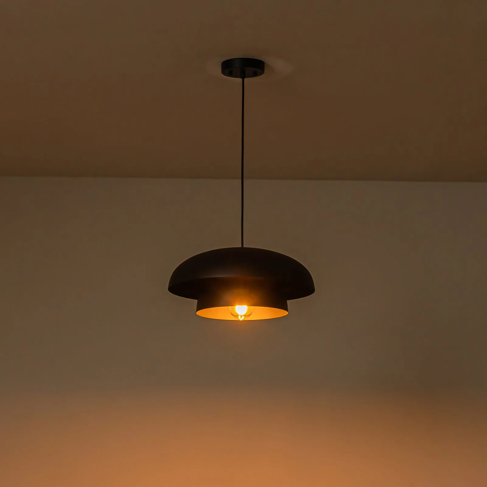 Glowlings 1-Light Modern 16"Wide 2-Tier Large Hanging Dome Pendant Light Kitchen Island Lighting