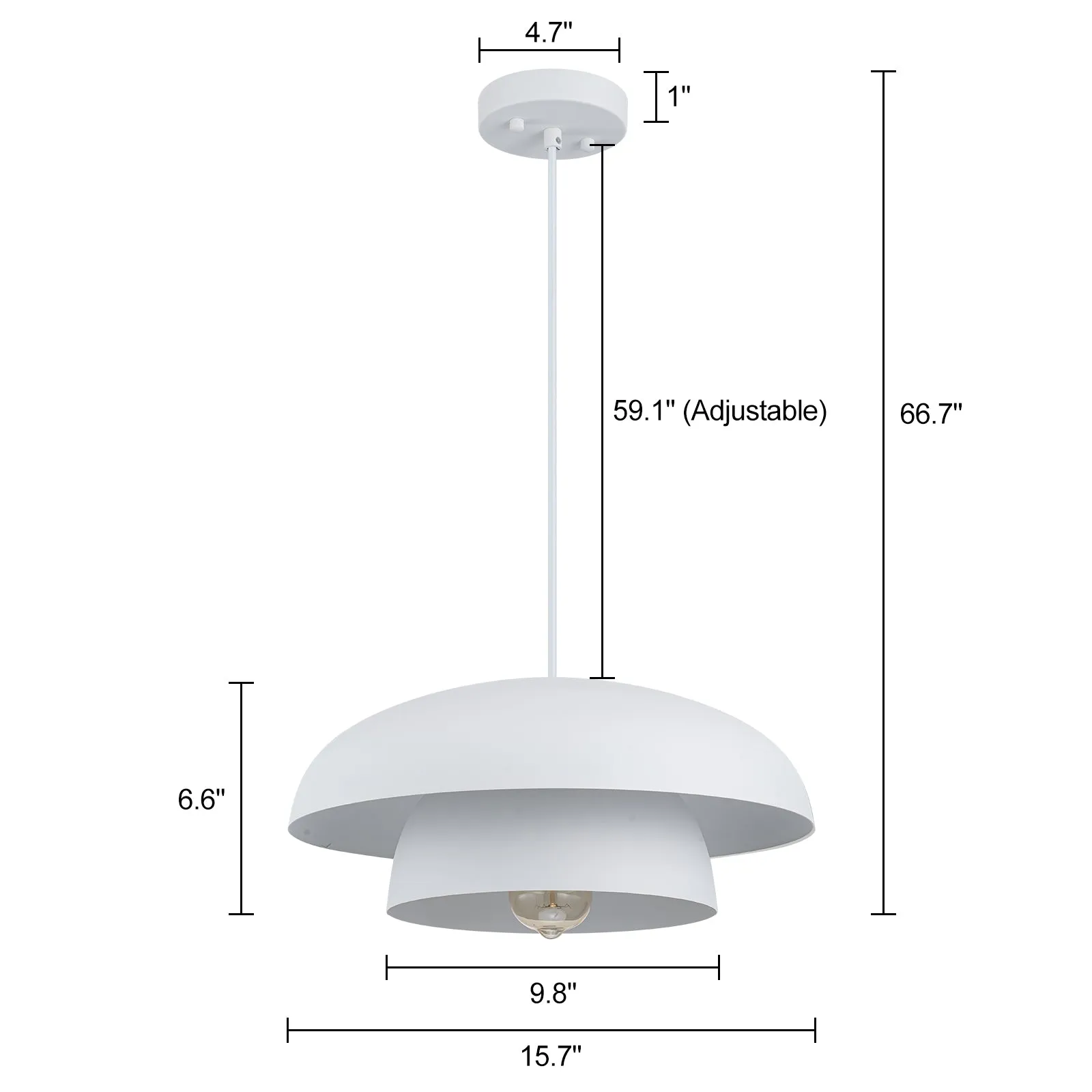 Glowlings 1-Light Modern 16"Wide 2-Tier Large Hanging Dome Pendant Light Kitchen Island Lighting