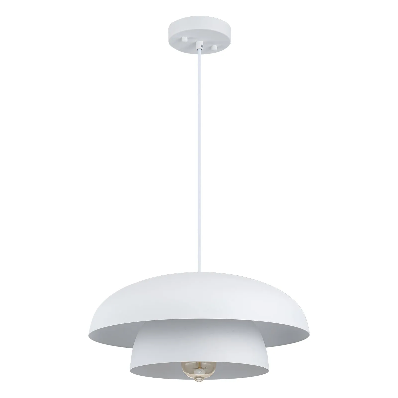 Glowlings 1-Light Modern 16"Wide 2-Tier Large Hanging Dome Pendant Light Kitchen Island Lighting