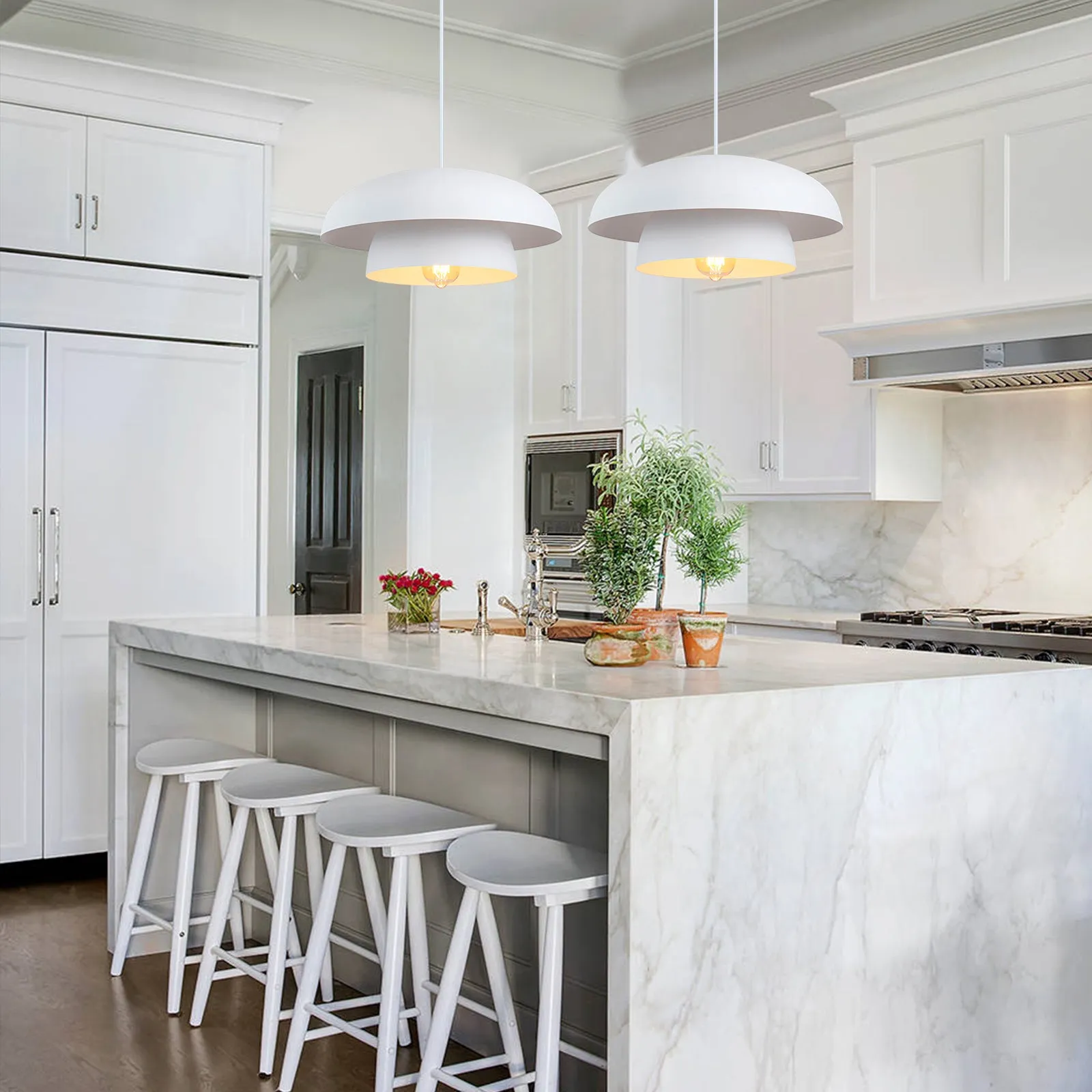 Glowlings 1-Light Modern 16"Wide 2-Tier Large Hanging Dome Pendant Light Kitchen Island Lighting