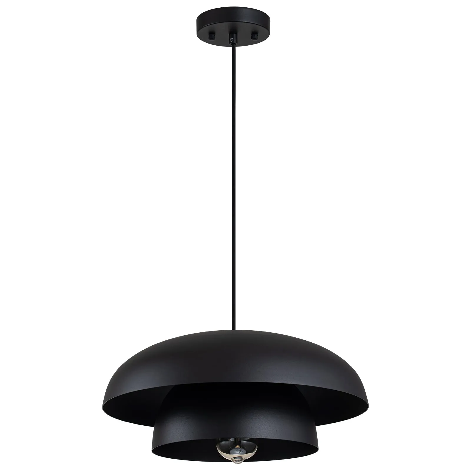 Glowlings 1-Light Modern 16"Wide 2-Tier Large Hanging Dome Pendant Light Kitchen Island Lighting
