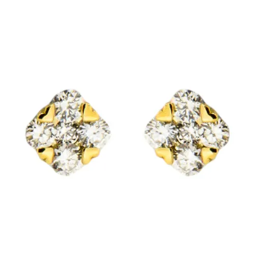Gold and Diamond Stud Earrings