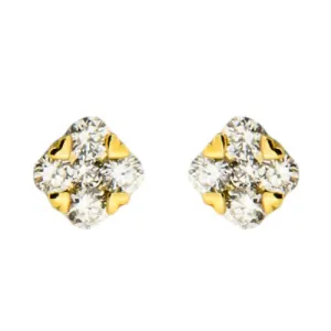 Gold and Diamond Stud Earrings