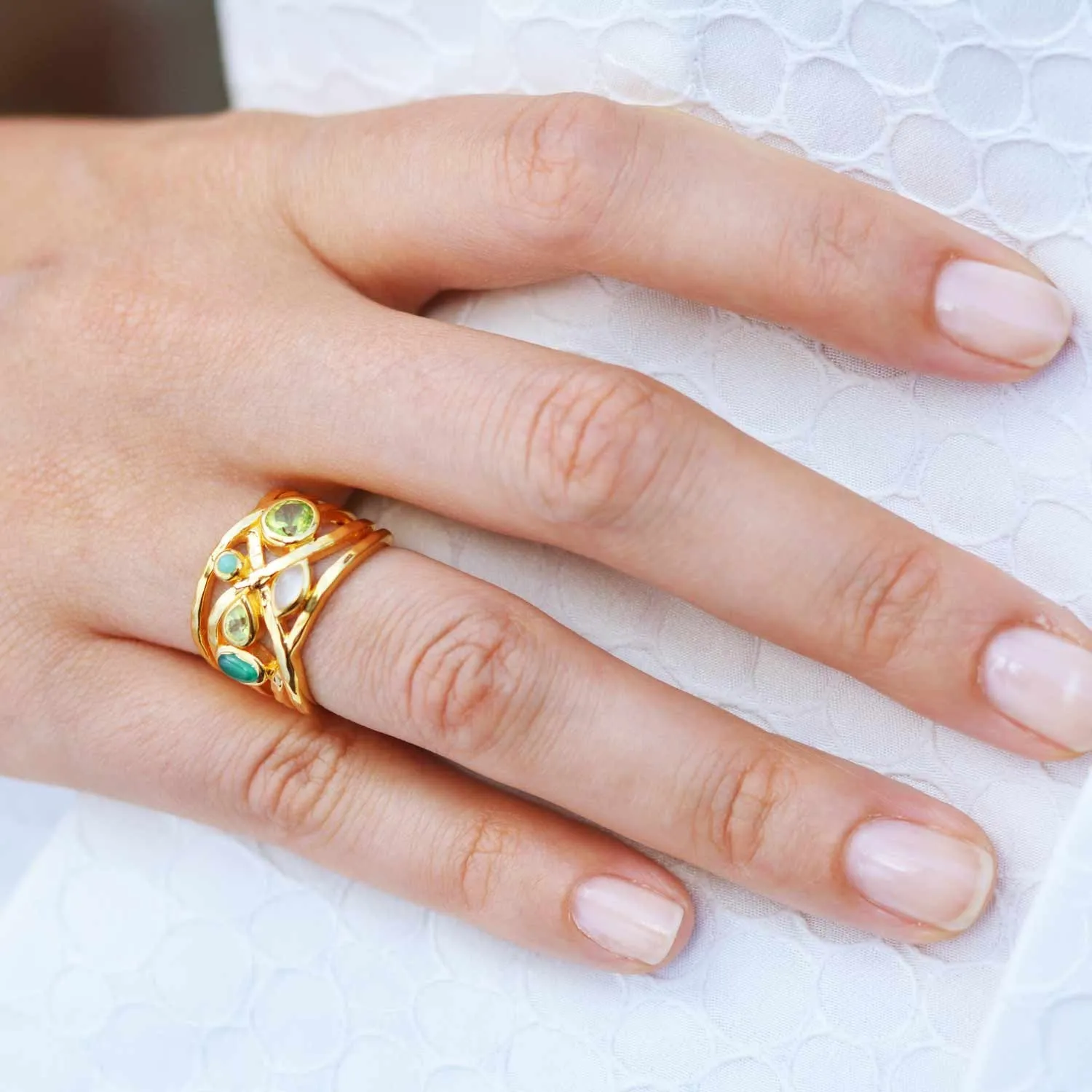 Gold Vermeil Ring Blue Gemstones Liana