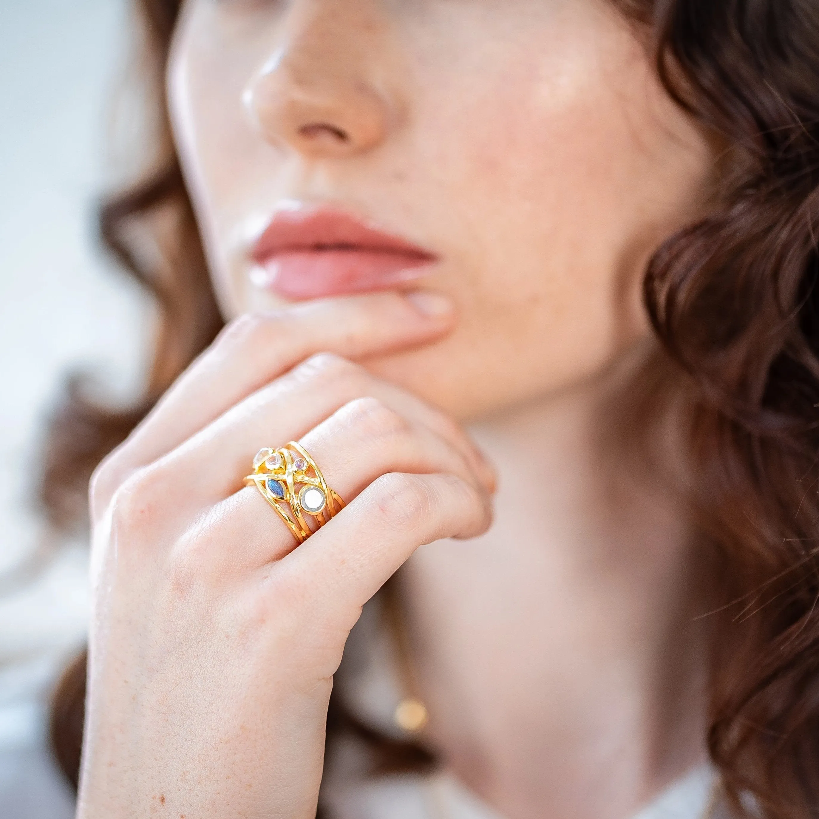 Gold Vermeil Ring Blue Gemstones Liana
