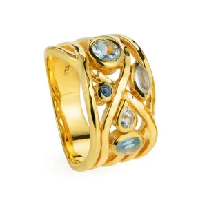 Gold Vermeil Ring Blue Gemstones Liana