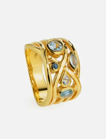 Gold Vermeil Ring Blue Gemstones Liana