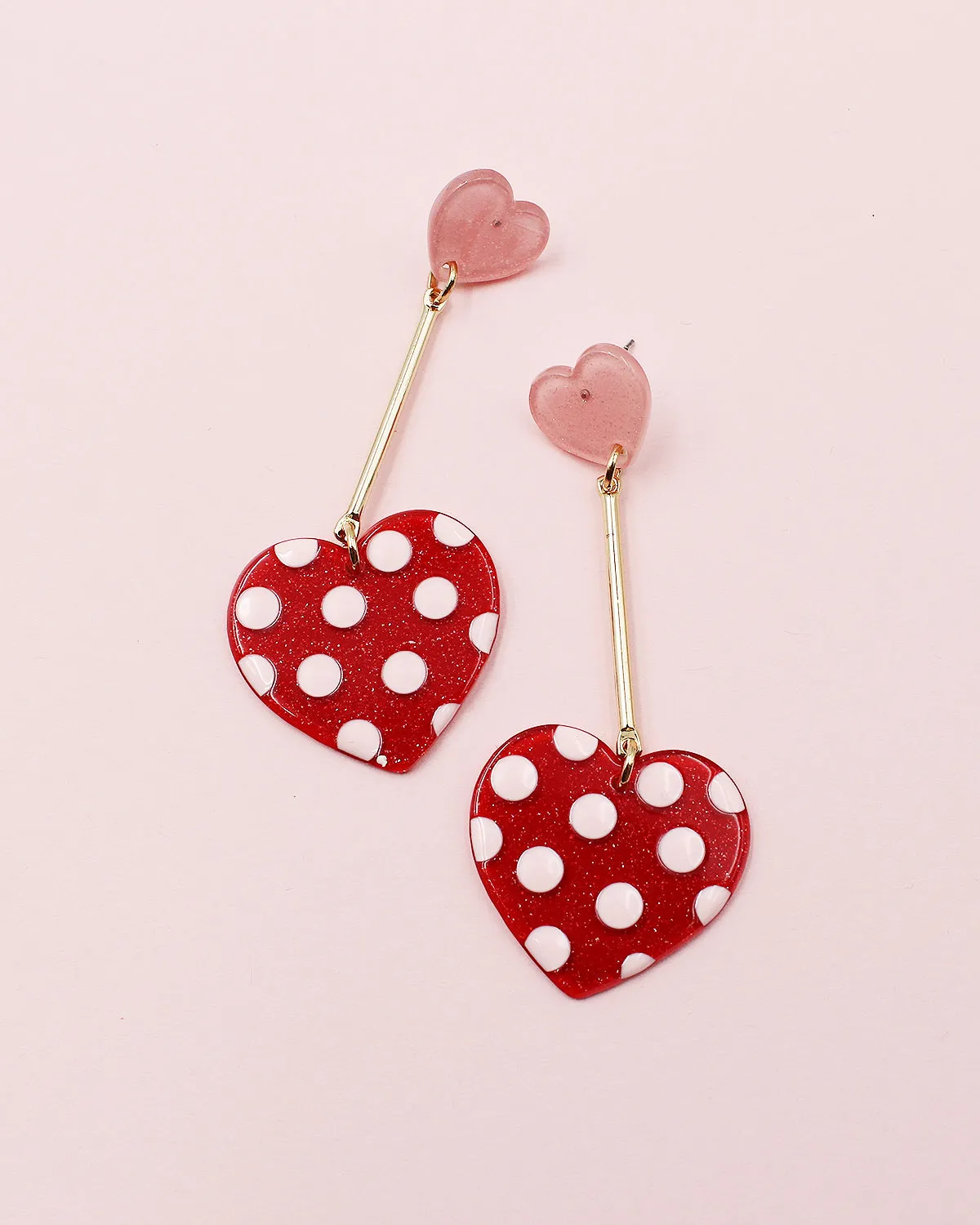 Golden Bar Drop Heart Earrings