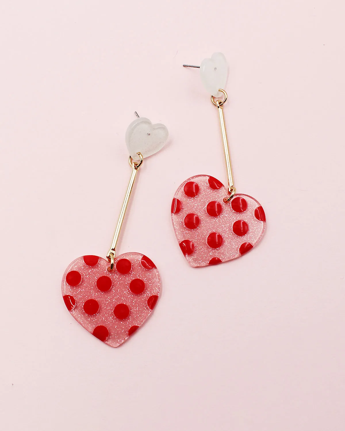 Golden Bar Drop Heart Earrings