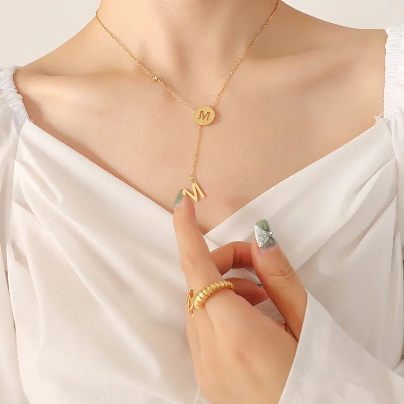 Golden Y-Shaped Tassel Zircon Necklace - Hip-Hop Style