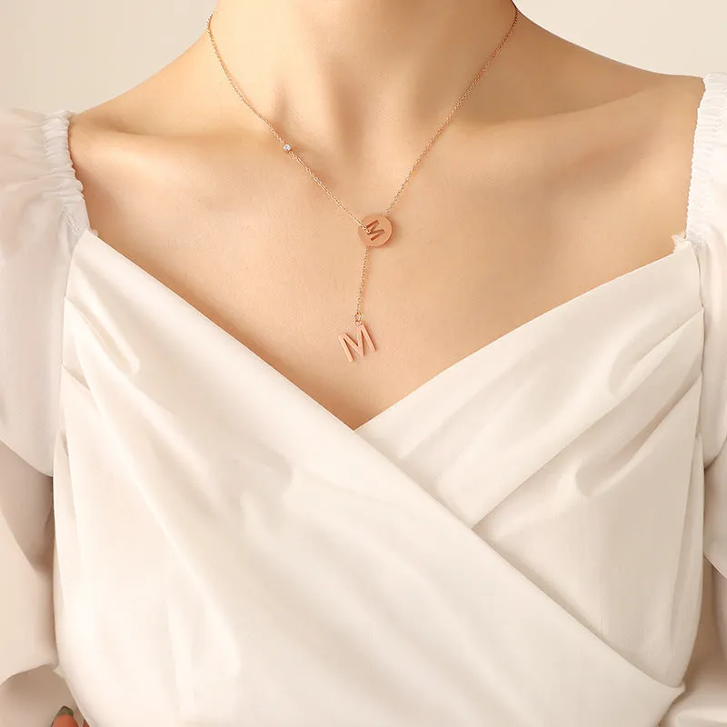 Golden Y-Shaped Tassel Zircon Necklace - Hip-Hop Style