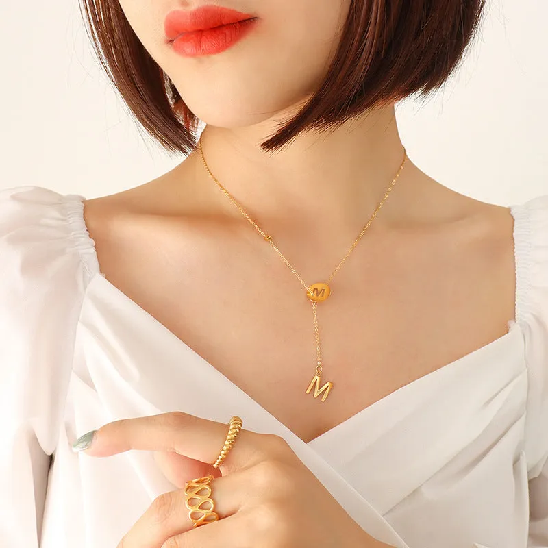 Golden Y-Shaped Tassel Zircon Necklace - Hip-Hop Style