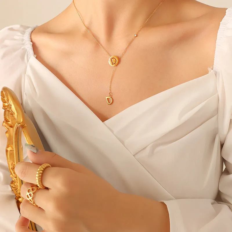 Golden Y-Shaped Tassel Zircon Necklace - Hip-Hop Style