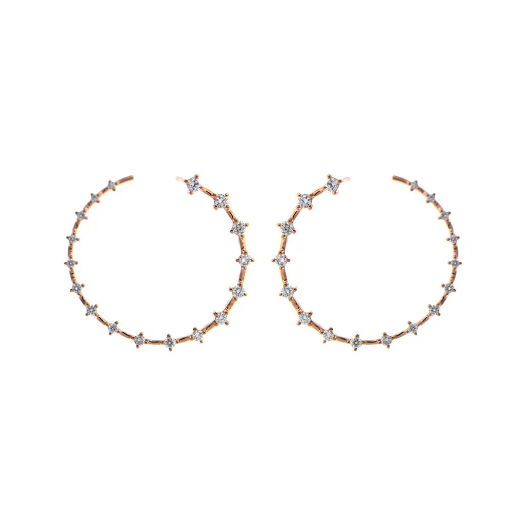 Graduated Diamond Hoop Earrings