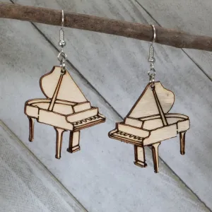 Grand Piano Wooden Dangle Earrings by Cate's Concepts, LLC