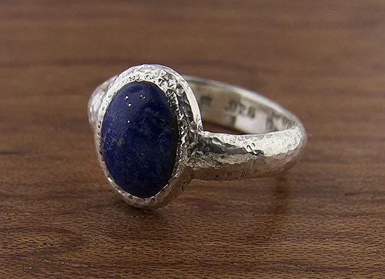 Hammered Lapis Ring