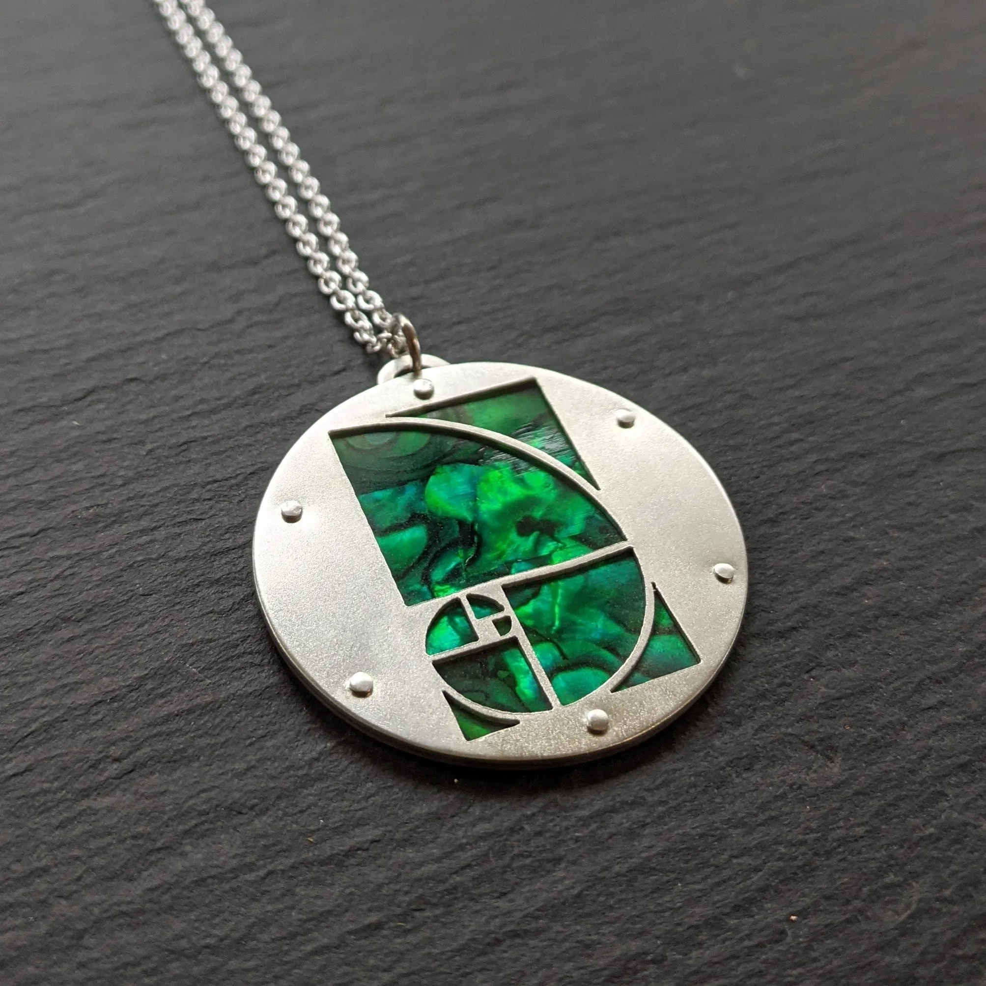Handcut Golden Spiral Pendant - round