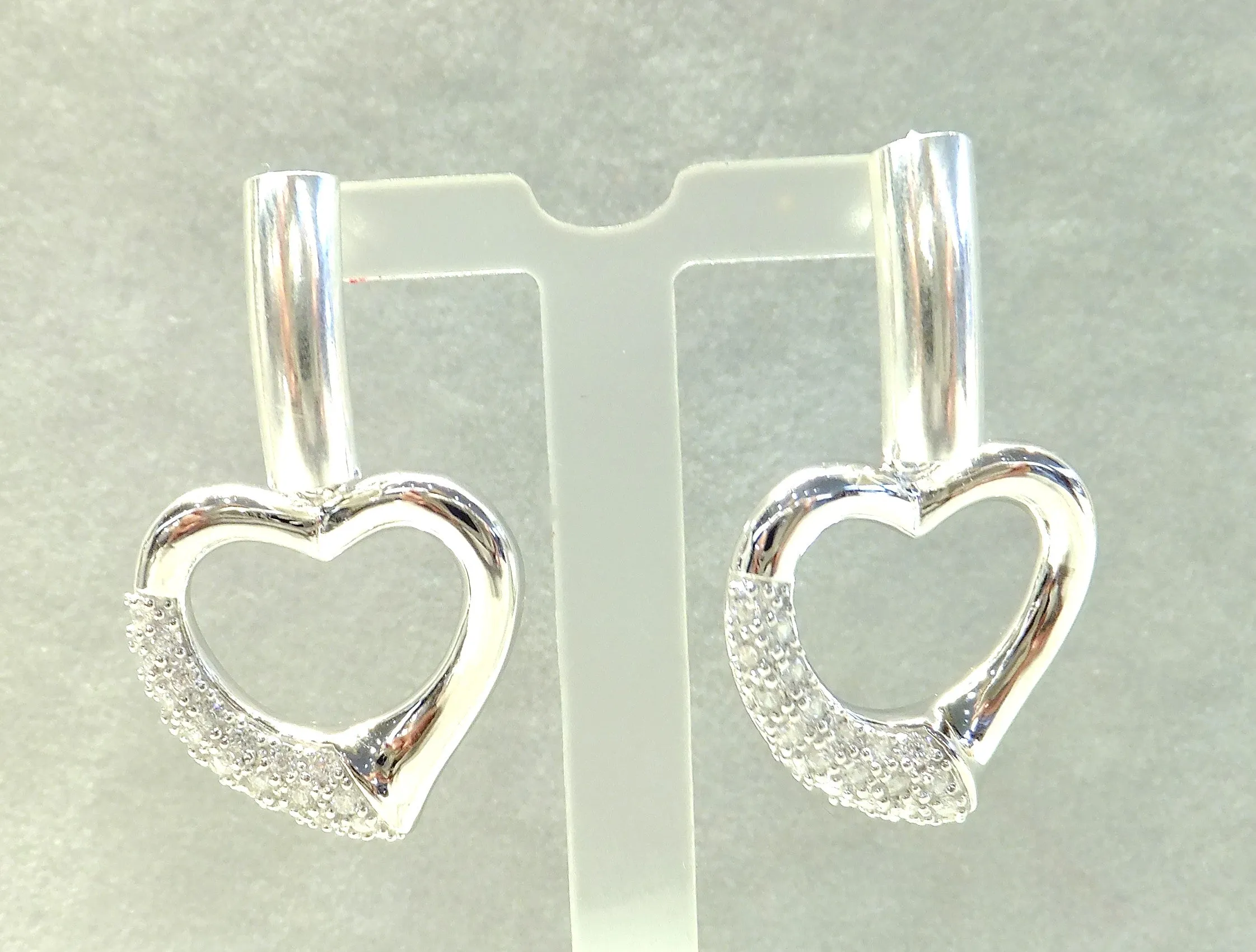 Heart Sterling Silver Drop Earrings
