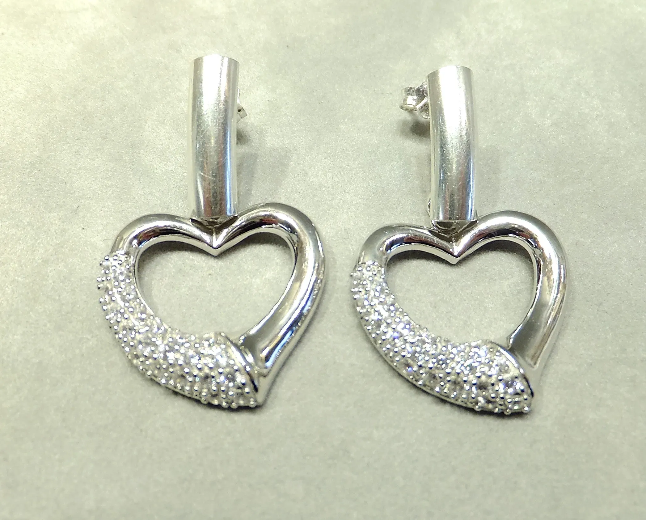 Heart Sterling Silver Drop Earrings