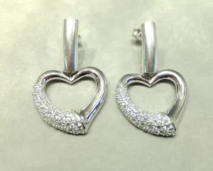 Heart Sterling Silver Drop Earrings