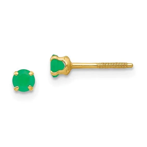 Kids 14K Yellow Gold Birthstone Stud Screwback Earrings