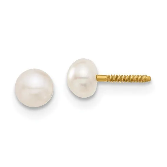 Kids 14K Yellow Gold Birthstone Stud Screwback Earrings