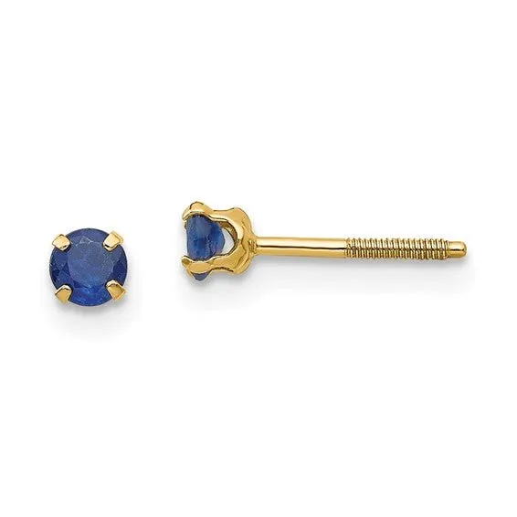 Kids 14K Yellow Gold Birthstone Stud Screwback Earrings