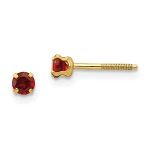 Kids 14K Yellow Gold Birthstone Stud Screwback Earrings