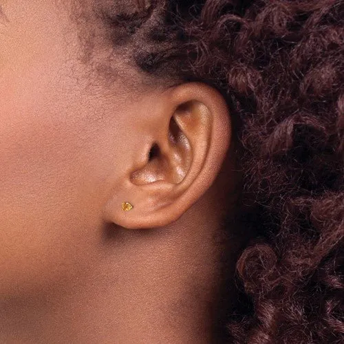 Kids 14K Yellow Gold Birthstone Stud Screwback Earrings