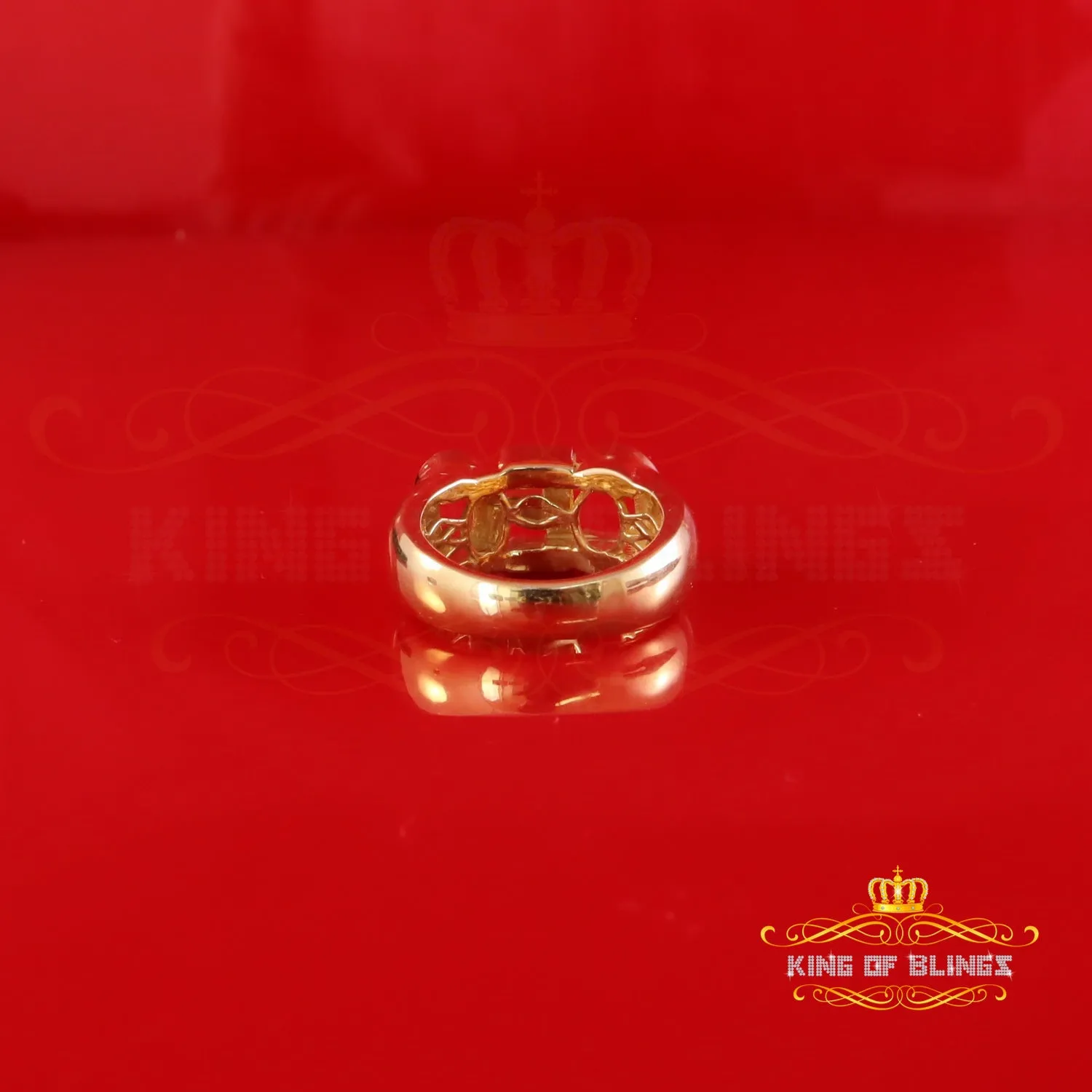 King Of Bling's 925 Sterling Yellow Silver Metal with 0.40ct Real Diamond Men's "CEO" Ring SZ 8