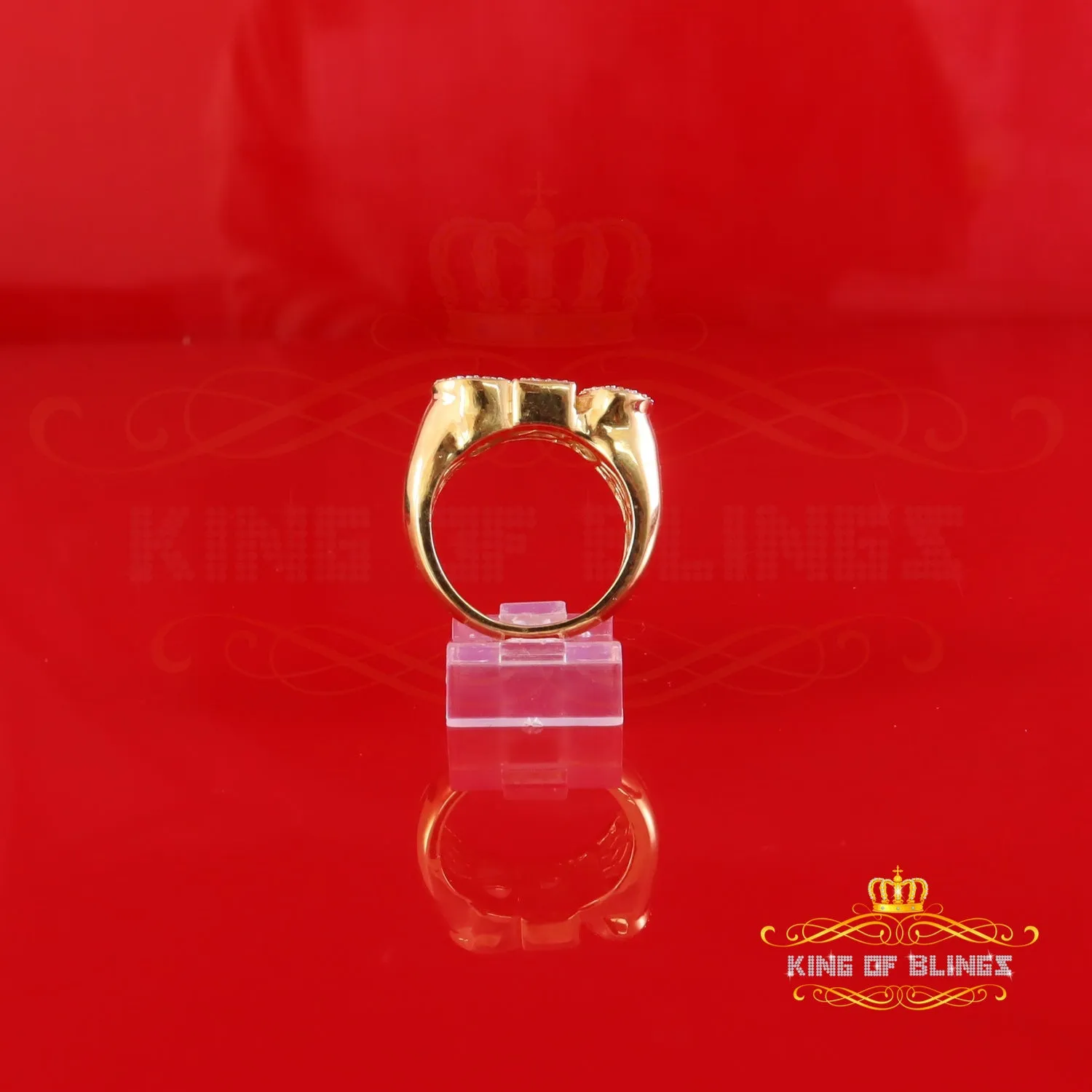 King Of Bling's 925 Sterling Yellow Silver Metal with 0.40ct Real Diamond Men's "CEO" Ring SZ 8