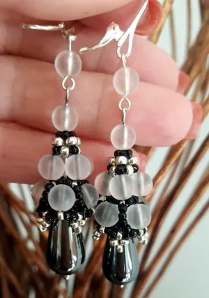 KTC-281 Hematite Dangle Handmade Earrings
