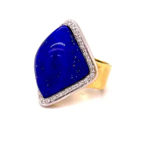 Lapis Lazuli & Diamond Italian Ring