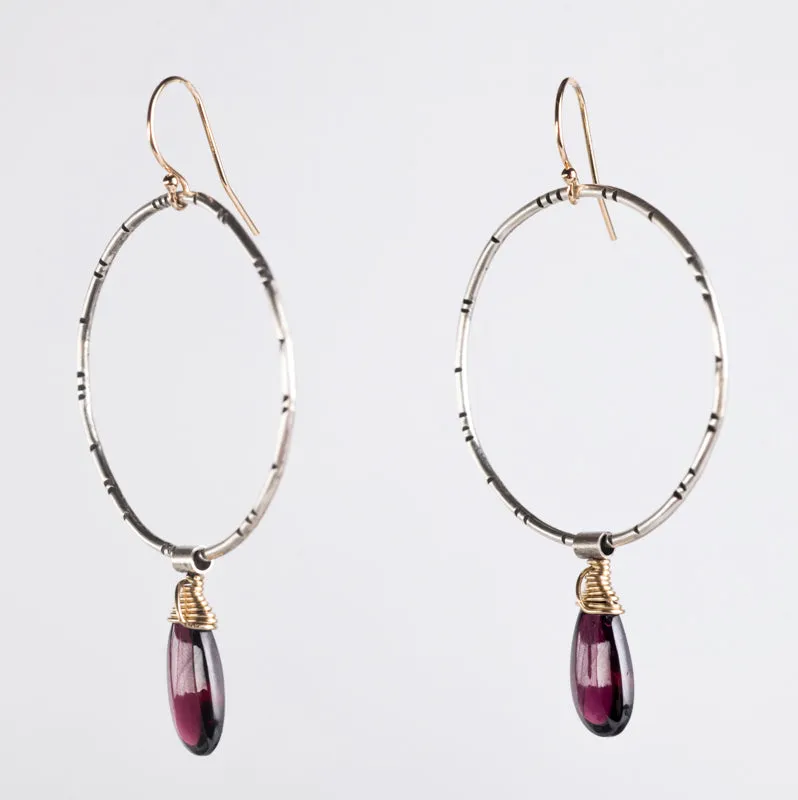 Lyra Garnet Earrings in 14k Gold & Silver