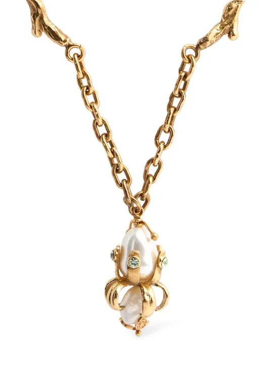 Marni   Brass necklace w/ pearl pendant 