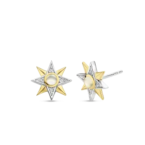 Milano Mother Of Pearl Star Stud Earrings - Gold/Silver - 7932MW