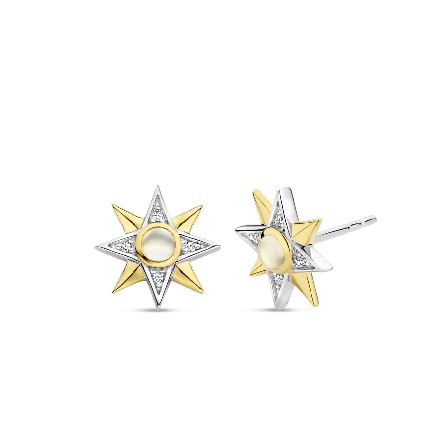 Milano Mother Of Pearl Star Stud Earrings - Gold/Silver - 7932MW