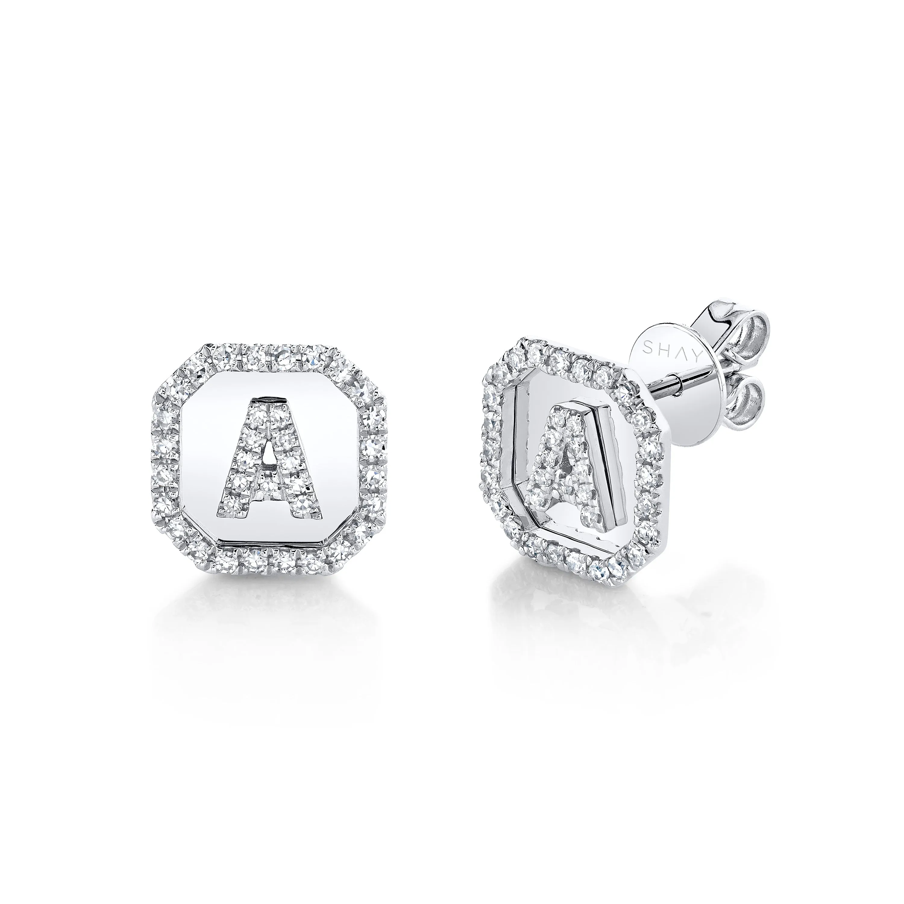 MINI ME DIAMOND PAVE INITIAL NAMEPLATE STUDS