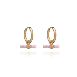 Mini Rose T-Bar Huggie Hoop Earrings - Gold - TBE20RHGP