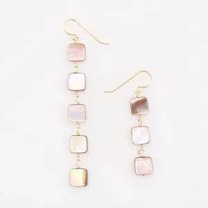 Mocha Abalone Square Drop Earrings