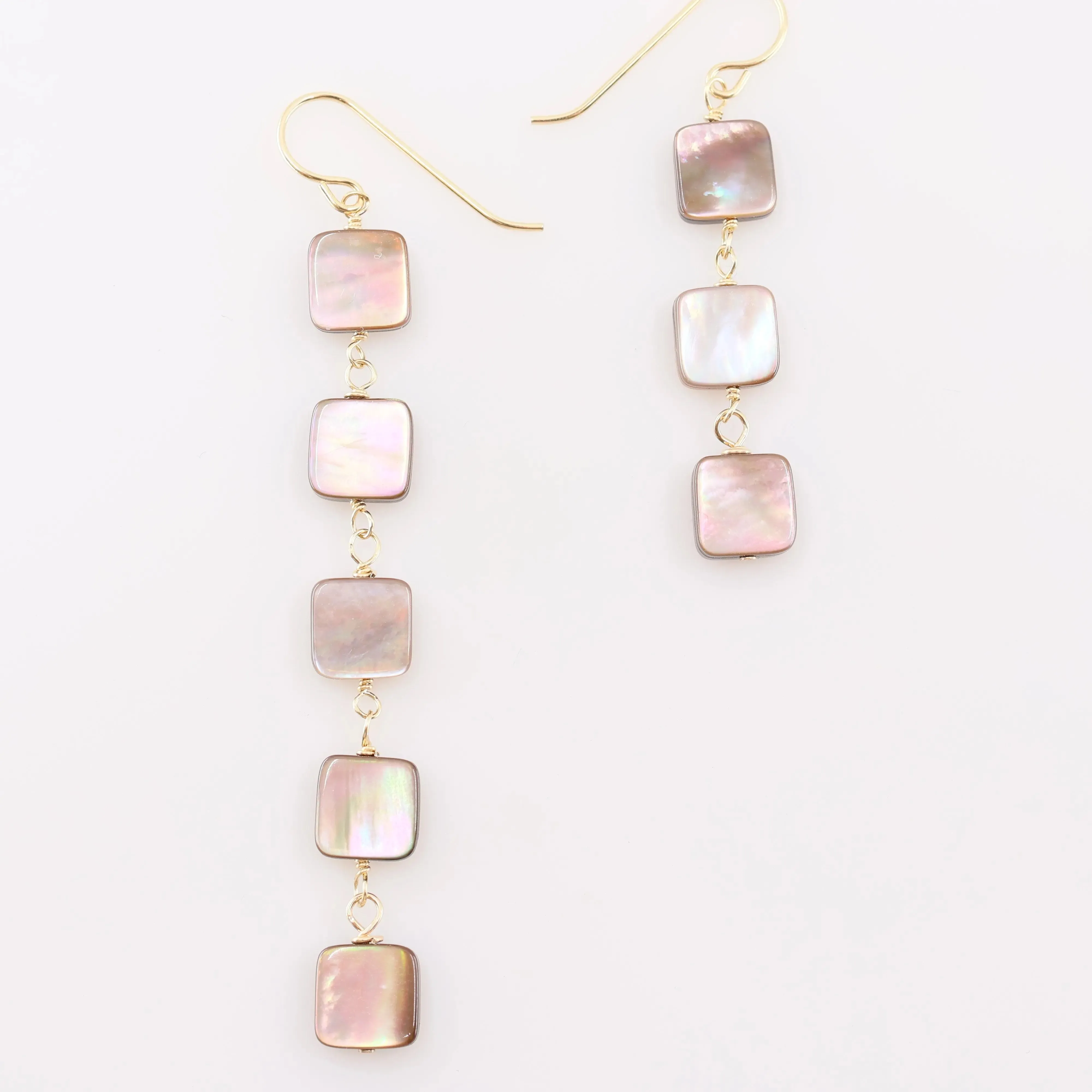 Mocha Abalone Square Drop Earrings