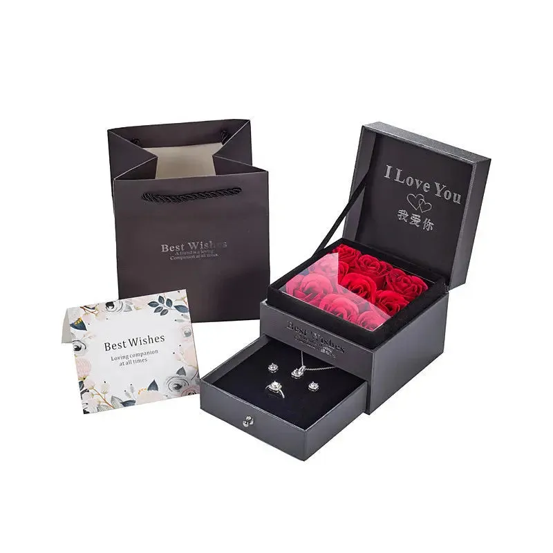 Moissanite Ring Stud Necklace Jewelry Set