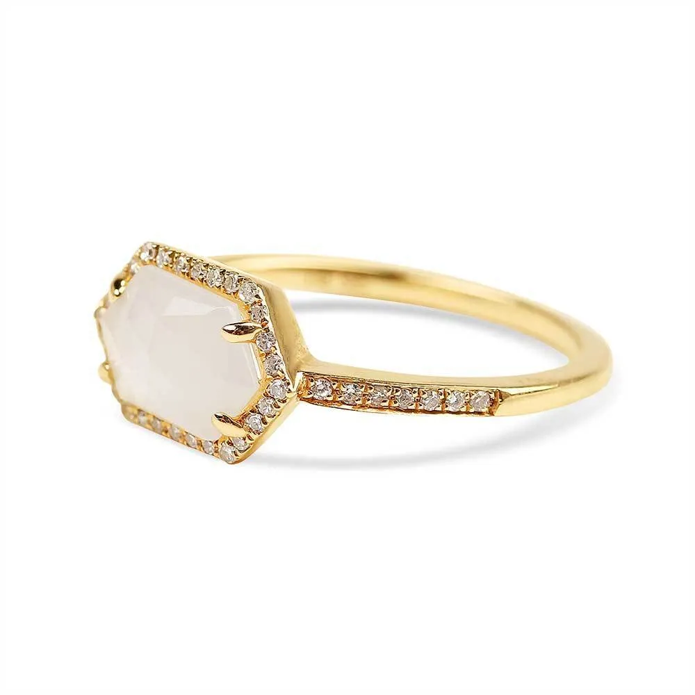 MOONSTONE AND DIAMOND COCKTAIL RING