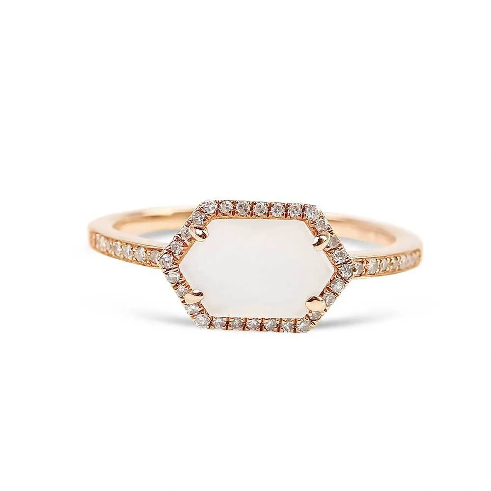 MOONSTONE AND DIAMOND COCKTAIL RING