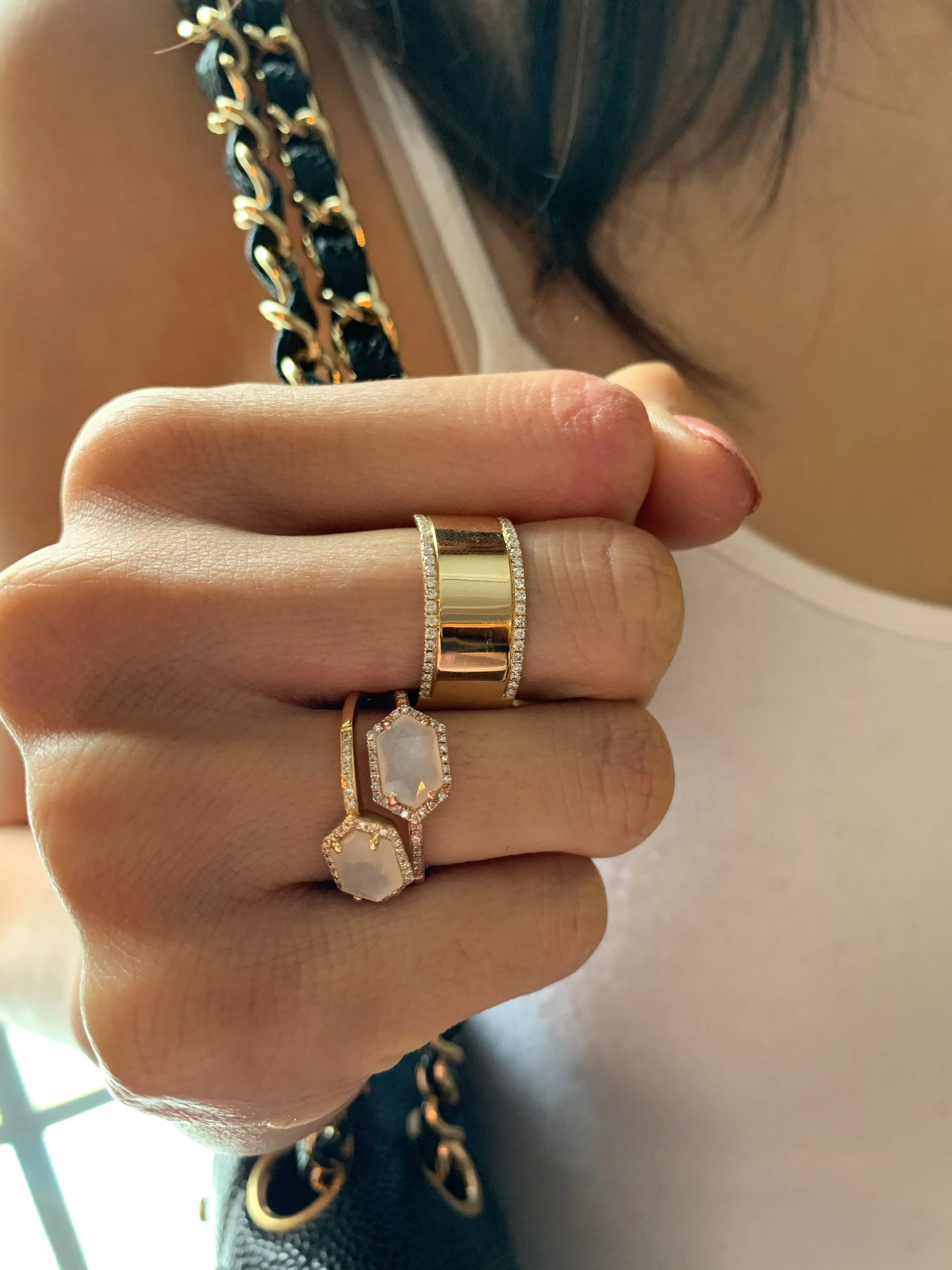 MOONSTONE AND DIAMOND COCKTAIL RING